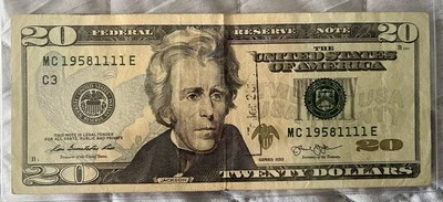 $20 Dollar Birthday Note 11/11/1958 with 5 of a kind. - Image 1 of 2