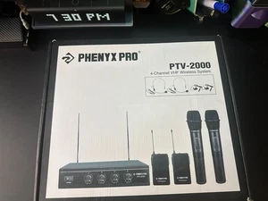 Phenyx Pro Wireless Microphone System, 4 Channel VHF Wireless Mics, w/ 4 Handhel - Picture 1 of 13