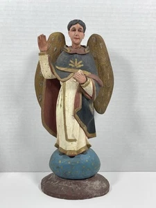 Statua San Vincenzo Ferrer legno intagliato a mano policromo Santos primitivo 11" - Foto 1 di 18