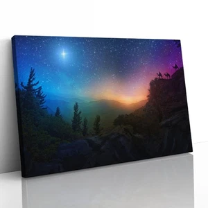Three Wise Men Star of Bethlehem Christmas Canvas Framed Print Picture Wall Art - Picture 1 of 29