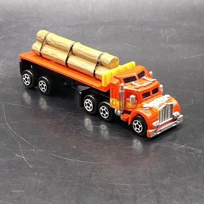 Vintage Micro Machines Galoob Semi Flatbed Logging Truck Red 1989 Toy Truck - Image 1 of 4