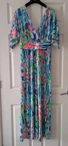 Lilly Pulitzer Parigi Maxikleid Pop Up Jungle Hoppin Größe Large G27 - Bild 1 von 4