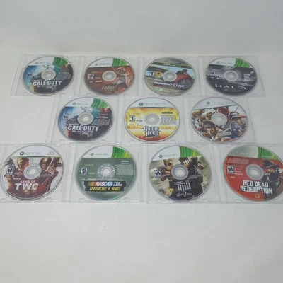 Lote de 11 juegos solo disco Xbox 360 (¡Halo, COD, Fallout y más!) RESUVIMENTADO Foto 1 de 4