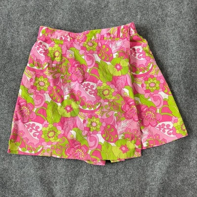 Briggs NY Skort 女式 14 粉色绿色花卉夏季休闲迷你复古多巴胺 — 第 1/4 张图片