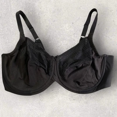 Lilyette Minimizer Bra 42DD Lace Trim Underwire 0434 Black - Image 1 of 4