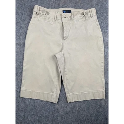 Relativity Bermuda Shorts Women's Size 10 Beige Cotton Flat Front Classic Casual - Image 1 of 4