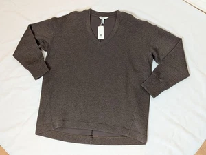 New SPANX size XL Heather Smoke Brushed V Neck Air Essentials Pullover Top - Picture 1 of 3