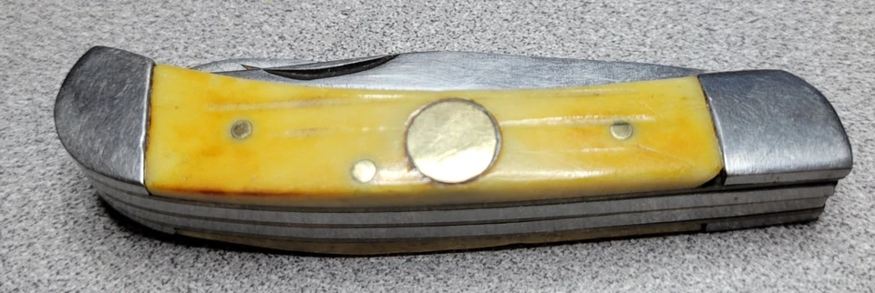 Cuchillo de Bolsillo Trampero de Bolsillo 2 Hojas Cubiertos Cola Blanca Cuerno de Hueso Foto 1 de 4