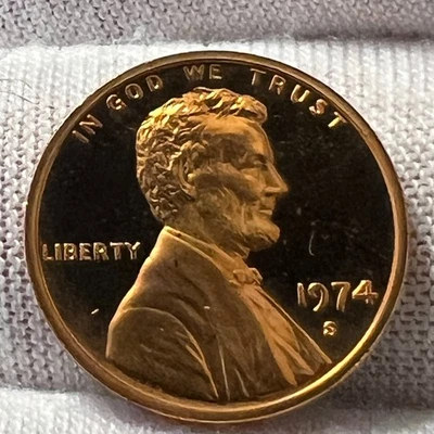 1974-S Lincoln Memorial Cent Deep Cameo Proof receive coin pictured #5378 - Imagem 1 de 4
