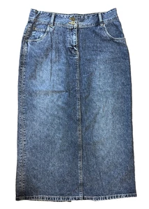 Christopher Banks Maxi Denim Jeansrock Damen Größe 10 Blau Gerader Schlitz Bescheiden - Bild 1 von 15