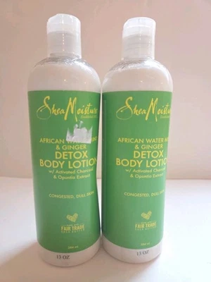 Shea Moisture African Water Mint & Ginger Detox Loción Corporal 13oz Juego de 2 Nuevo Foto 1 de 4