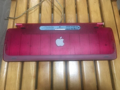Apple USB Keyboard Clear Strawberry Red iMac Power Mac G3 G4 Cube G5 Pro M2452 - Image 1 of 4