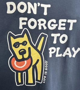 T-shirt Life Is Good Navy Crusher uomo taglia 2XL nuova senza etichette cane "Non dimenticare di giocare" - Foto 1 di 6