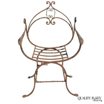 Antiguo sillón trono Curule Savonarola hierro forjado renacentista español Foto 1 de 4