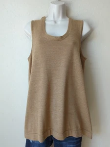 Coldwater Creek Sz 1X Woman Merino Wool Blend Sweater Sleeveless Pullover Tan - Picture 1 of 10