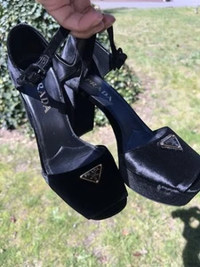 Gorgeous 100% Authentic Prada Velvet Platform Heels (Worn Once - Pre Owned) - Picture 1 of 16