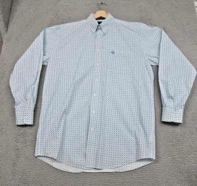 Camisa Wrangler George Strait Para Hombre Grande Alta Azul Geométrica Botón Occidental Foto 1 de 4