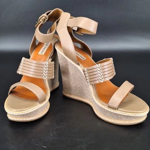 Steve Madden Womens Dima Tan Leather Wedge Heels Shoes 10M - Picture 1 of 8