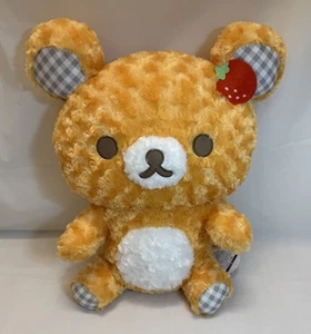 Rilakkuma Strawberry Rose Check Plush XL 16.5in Premium Doll Paris Limited 2025 - Picture 1 of 11
