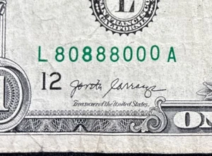 2017 $1 Dollar Bill #80888000 Very Cool Numbers Binary Note - Picture 1 of 7