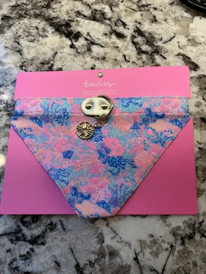 Lilly Pulitzer Dog Collar W Bandana  Splendor in the Sand Med NEW with Tag - Image 1 of 3