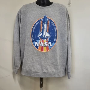 NASA Sweatshirt Men's Size 2XL Gray Long Sleeve Crew Neck Graphic Print Galaxy - Picture 1 of 11