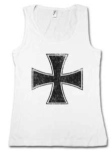CLASSIC IRON CROSS VINTAGE LOGO TANK TOP - Biker EK Eisernes Kreuz Tattoo Shirt - Picture 1 of 2