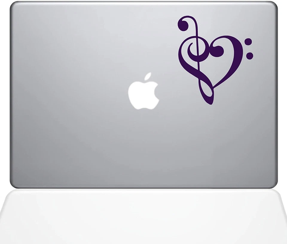 The Decal Guru Music Heart Decal Vinyl Sticker, 12" MacBook, Lavender - Image 1 of 1