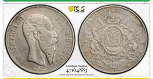 1867 MO MEXICO MAXIMILIAN PESO PCGS XF - Picture 1 of 4