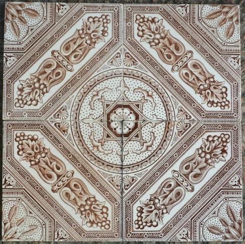 ENGLAND ANTIQUE VICTORIAN MAJOLICA 4 - TILE SET C1900 Cover