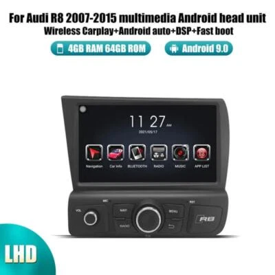 For Audi R8 V8 V10 2007-2015 Android Car Radio 2din Stereo Receiver Gps Navi - Image 1 of 4
