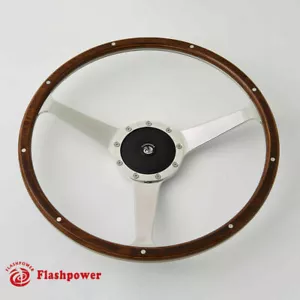 16" Classic Riveted Wood Steering Wheel Restoratio Triumph Jaguar Marine Boat - Bild 1 von 4