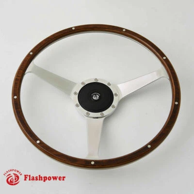 16" Classic Riveted Wood Steering Wheel Restoratio Triumph Jaguar Marine Boat - Image 1 of 4