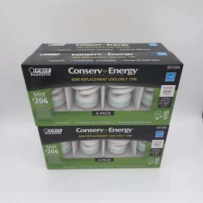 Feit Conserv-Energy Fluorescent Lightbulbs 13 Watt 900 Lumens 4-pack x4 16 Bulbs - Image 1 of 4