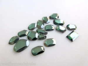 Blue Moissanite Rose Flat Diamond Cabochon Mossanite Rose Cut Slice 6-7mm 4Pcs - Picture 1 of 4