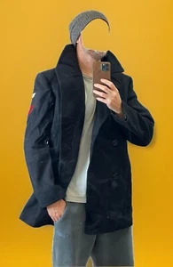 Sterlingwear Vintage Uomo Nero 100% Lana US Navy Peacoat 40L USA Rank Division - Foto 1 di 14