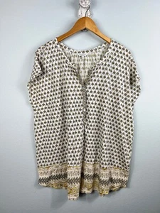 Lucky Brand Damenbluse Übergröße 3X Blumenmuster halbe Knopfleiste Flügelärmel - Bild 1 von 14