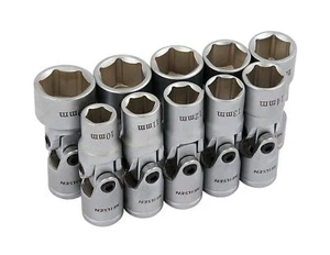 3/8" Universal Wobble Joint Socket Set 10, 11, 12, 13, 14, 15, 16, 17, 18, 19mm - Picture 1 of 3