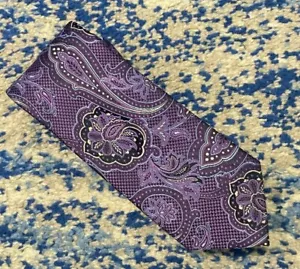 Jos. A Bank lila blau marine weiß Paisley Handarbeit Seide Krawatte lang - Bild 1 von 4