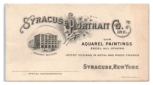 Victorian Syracuse Portrait Co. Aquarel Paintings NY Business Trade Card B1 - Picture 1 of 2