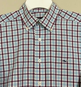 Vineyard Vines Button Dress Shirt Men’s Size Small Blue Pink Plaid Whale Shirt - Picture 1 of 5