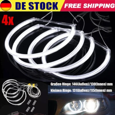 4x CCFL LED Angel Eyes Xenon Standlicht Ringe Scheinwerfer für BMW E46 131+146mm - Bild 1 von 4
