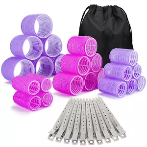 33 Piece Hair Rollers Set, Self Grip Hair Rollers for Long Medium Short Hair, L - Picture 1 of 12