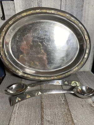 TOWLE Plateros Madreperla Bandeja Grande para Servir Utensilios Hecho en India Foto 1 de 4