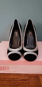 Women's Jennifer Lopez Black and Silver Wedge Heels - Size 8 - JLo - Picture 1 of 11