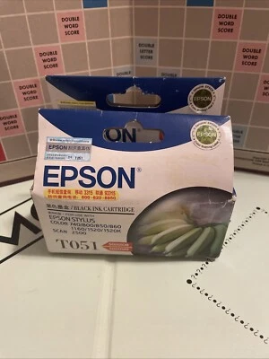 Set of 2 Epson T051 Stylus Black Ink Cartridge Expired Open Box - Image 1 of 2