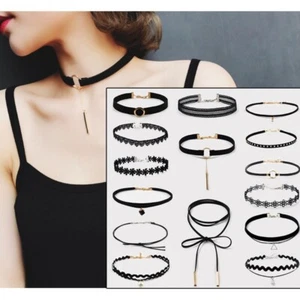 Black Lace Necklace Lace Clavicular Chain Fashion Choker Gift - Picture 1 of 21