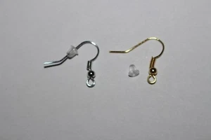 crochets, support boucle d'oreille (50%dorés + 50%argentés) + fermoir plastique - Bild 1 von 5