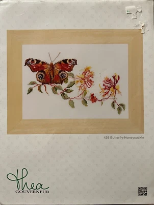 Kit de punto de cruz contado Thea Gouverneur BUTTERFLY-HONEYSUCKLE #439 - NUEVO EN PAQUETE Foto 1 de 3