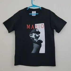 Mario Black Short Sleeve Cotton Kids T-Shirt 10/12 M - Picture 1 of 12